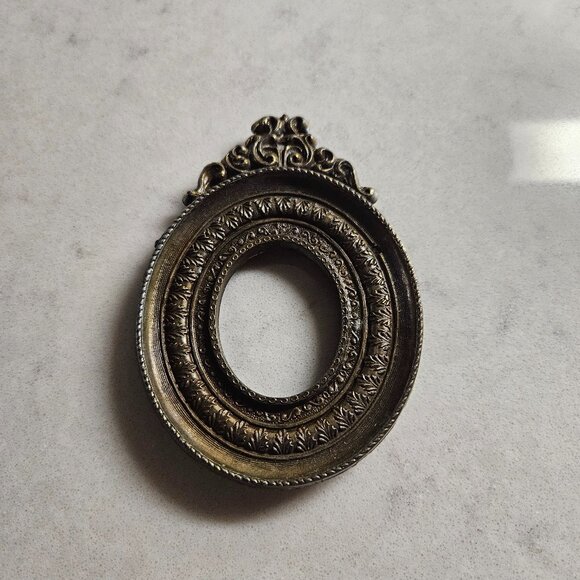 PAIR OF VINTAGE SMR ITALY ORNATE SILVER & BRONZE FRAMES 1.25" W x 1.5" H OPENING - Picture 10 of 14